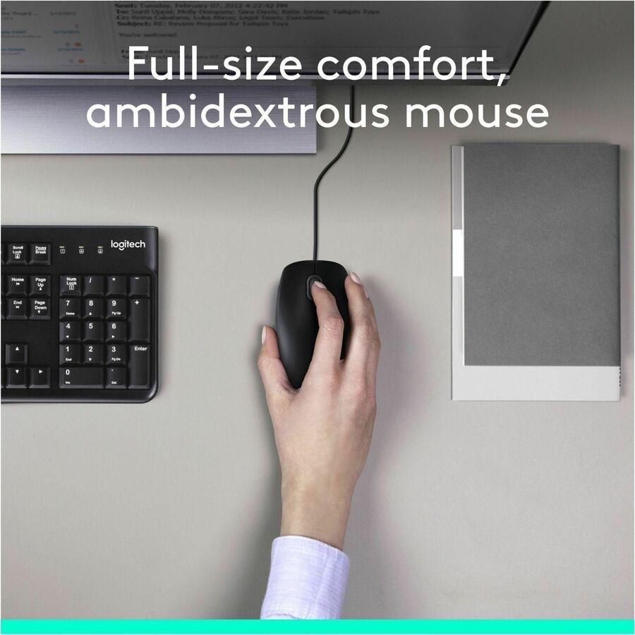 Logitech MK120 Wired Keyboard and Mouse Combo for Windows, Optical Wired Mouse, Full-Size Keyboard, USB Plug-and-Play