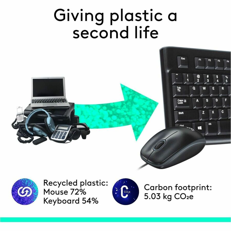 Logitech MK120 Wired Keyboard and Mouse Combo for Windows, Optical Wired Mouse, Full-Size Keyboard, USB Plug-and-Play