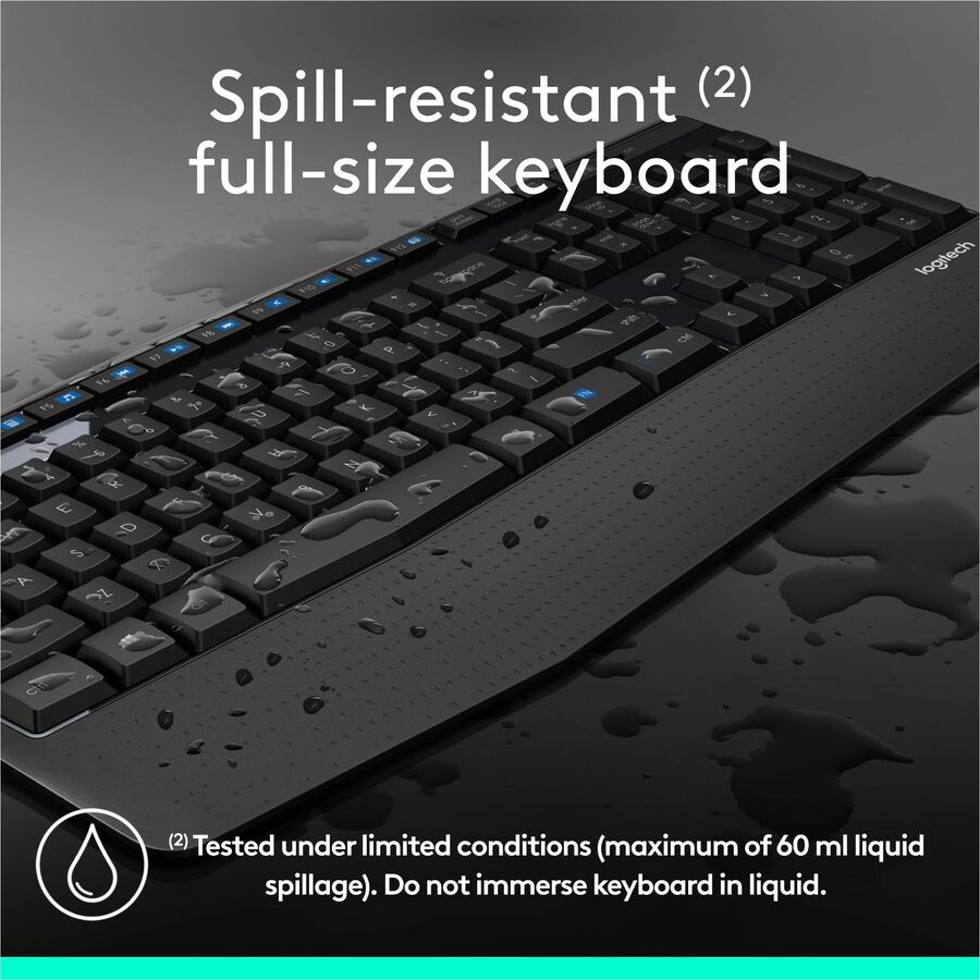 Logitech MK345 Wireless Keyboard and Mouse Combo - Full-Sized Keyboard with Palm Rest, Comfortable Right-Handed Wireless Mouse, 2.4 GHz Wireless USB Receiver