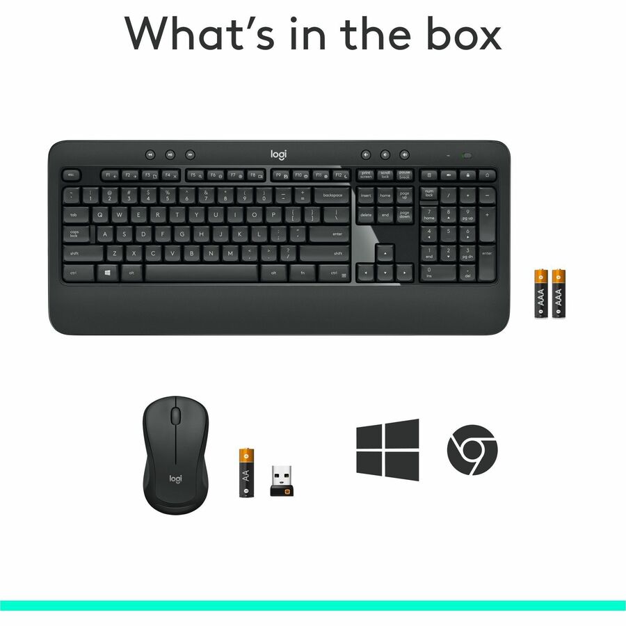 Logitech MK540 Advanced Wireless Keyboard and Mouse Combo for Windows, 2.4 GHz Unifying USB-Receiver