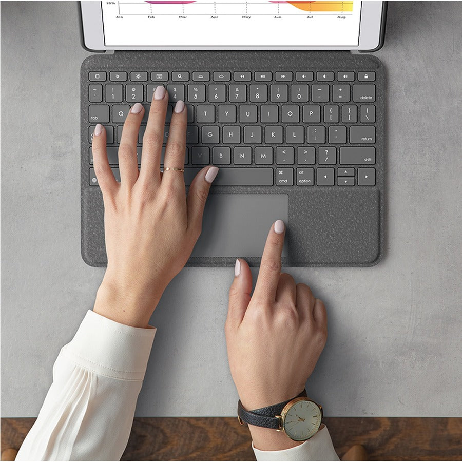 Logitech Combo Touch Keyboard/Cover Case iPad (7th Generation), iPad (9th Generation), iPad (8th Generation) Tablet - Graphite