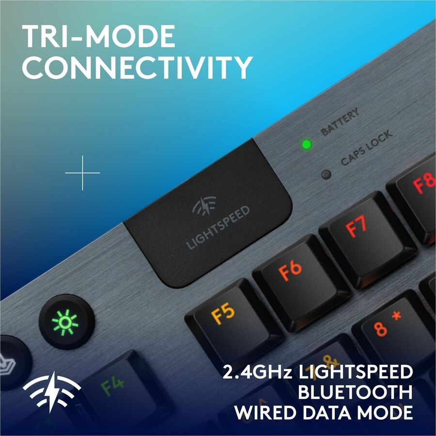 Logitech G915 X LIGHTSPEED TKL Low-Profile Wireless Gaming Keyboard, Double-Shot PBT Keycaps, Fully Programmable Keys, RGB Backlighting, Sleek Aluminum Finishing, GL Blue Clicky - PC/Mac