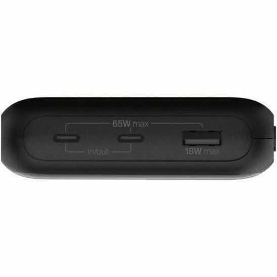 Belkin 65W 3-port USB Power Bank w/ Digital Display - 20K mAh - 2xUSB-C, 1xUSB-A - Portable Charger - w/ USB-C to USB-C Cable - Black