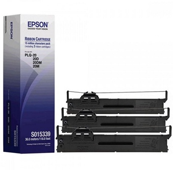 Epson C13S015339 Ribbon Cartridge, 1 Box of 3 Ribbons for the PLQ-20