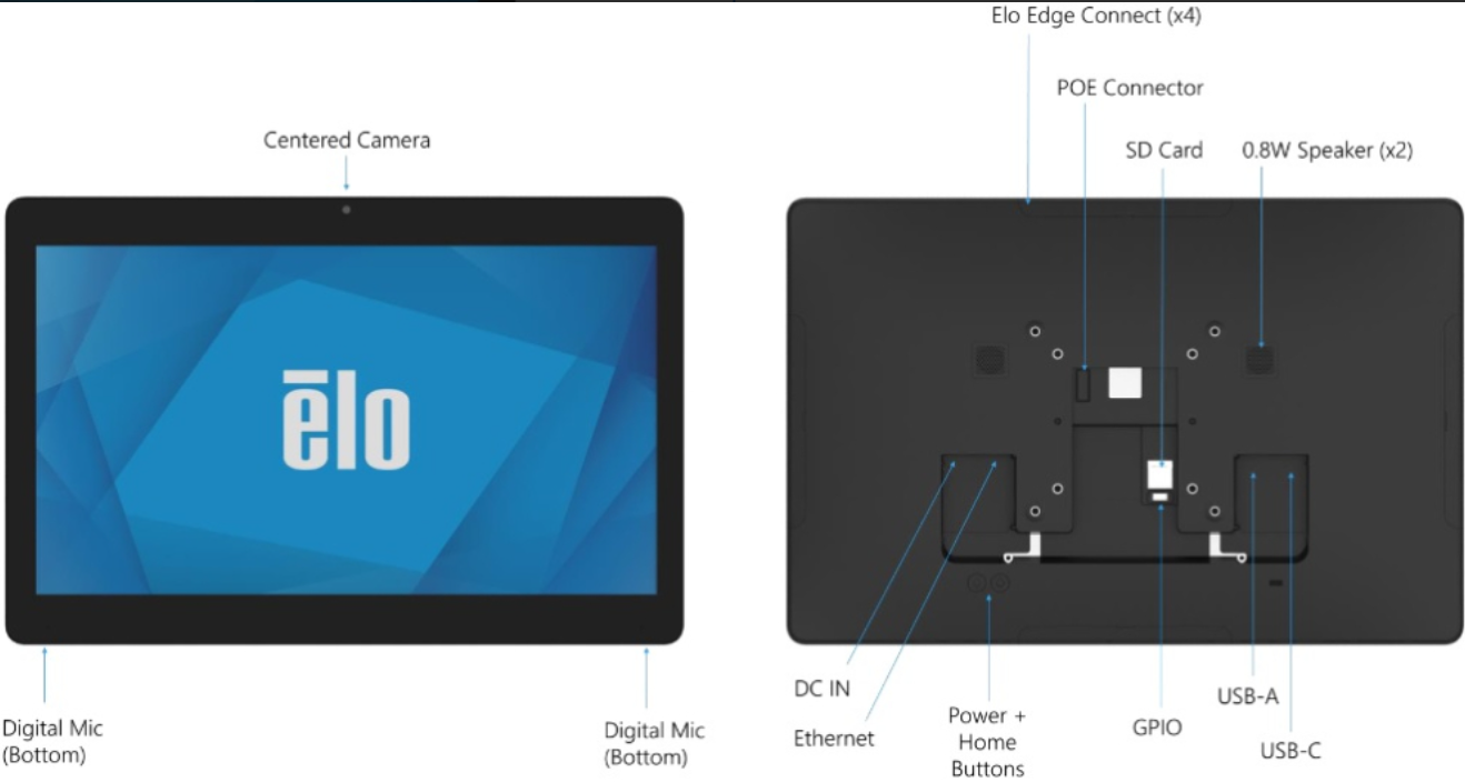 Elo E539154 10.1-inch I-Series 5, Android 14 with GMS, 1920 x 1200 display, PCAP 10-Touch, Black