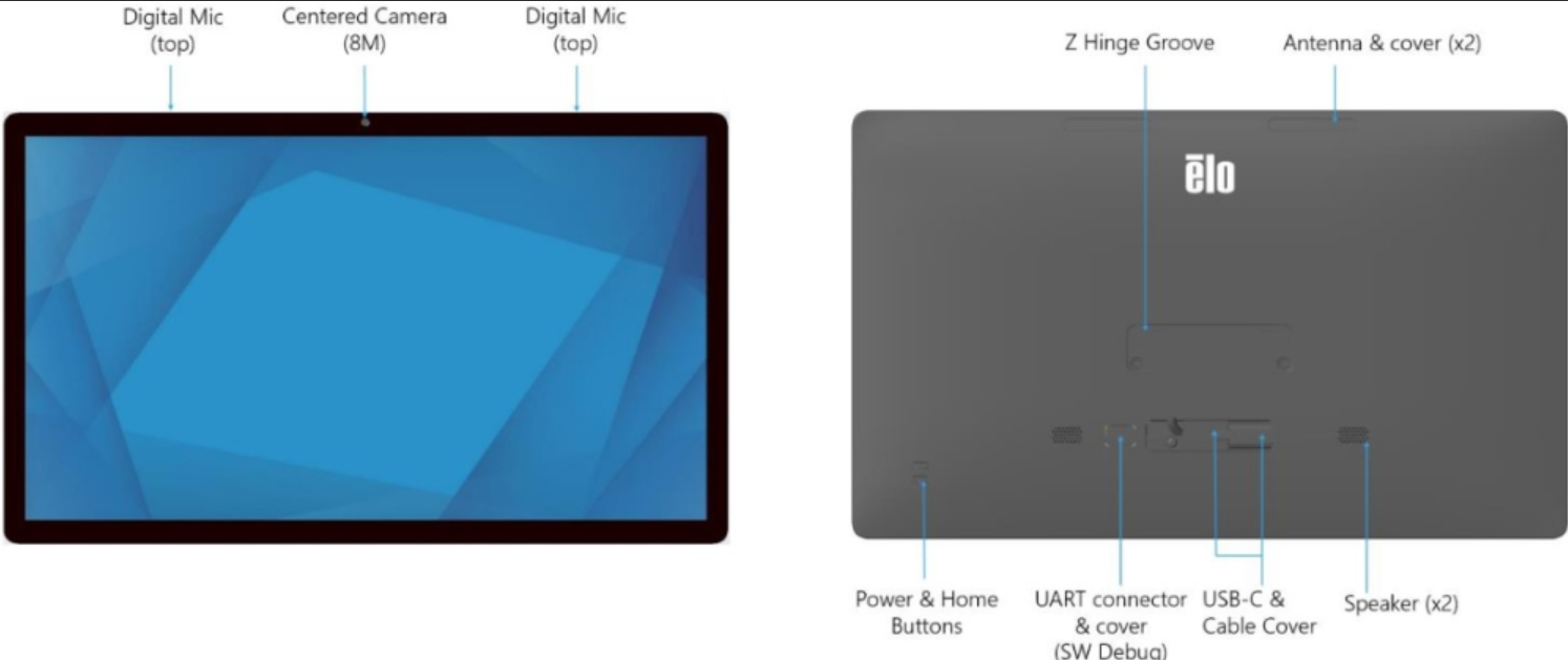 Elo E540697 15.6" I-Series 5 Slate Android 14 with GMS, 1920 x 1080 display, PCAP 10-Touch, Gray