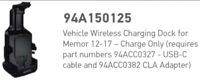 Datalogic 94A150125 Vehicle Wireless Charging Dock for Memor 12-17 – Charge Only