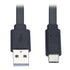 Eaton Tripp Lite Series USB-A to USB-C Flat Cable - M/M, USB 2.0, Black, 3 ft. (0.91 m)